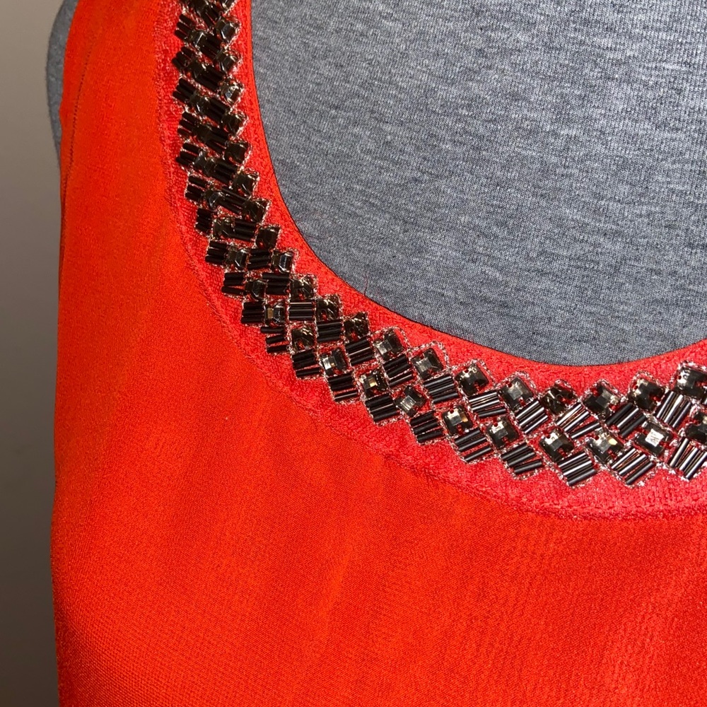 BRAND NEW XL Fiery Red Embellished Blouse - Picture 5 of 6